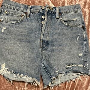 Agolde Blue Distressed Jean Shorts